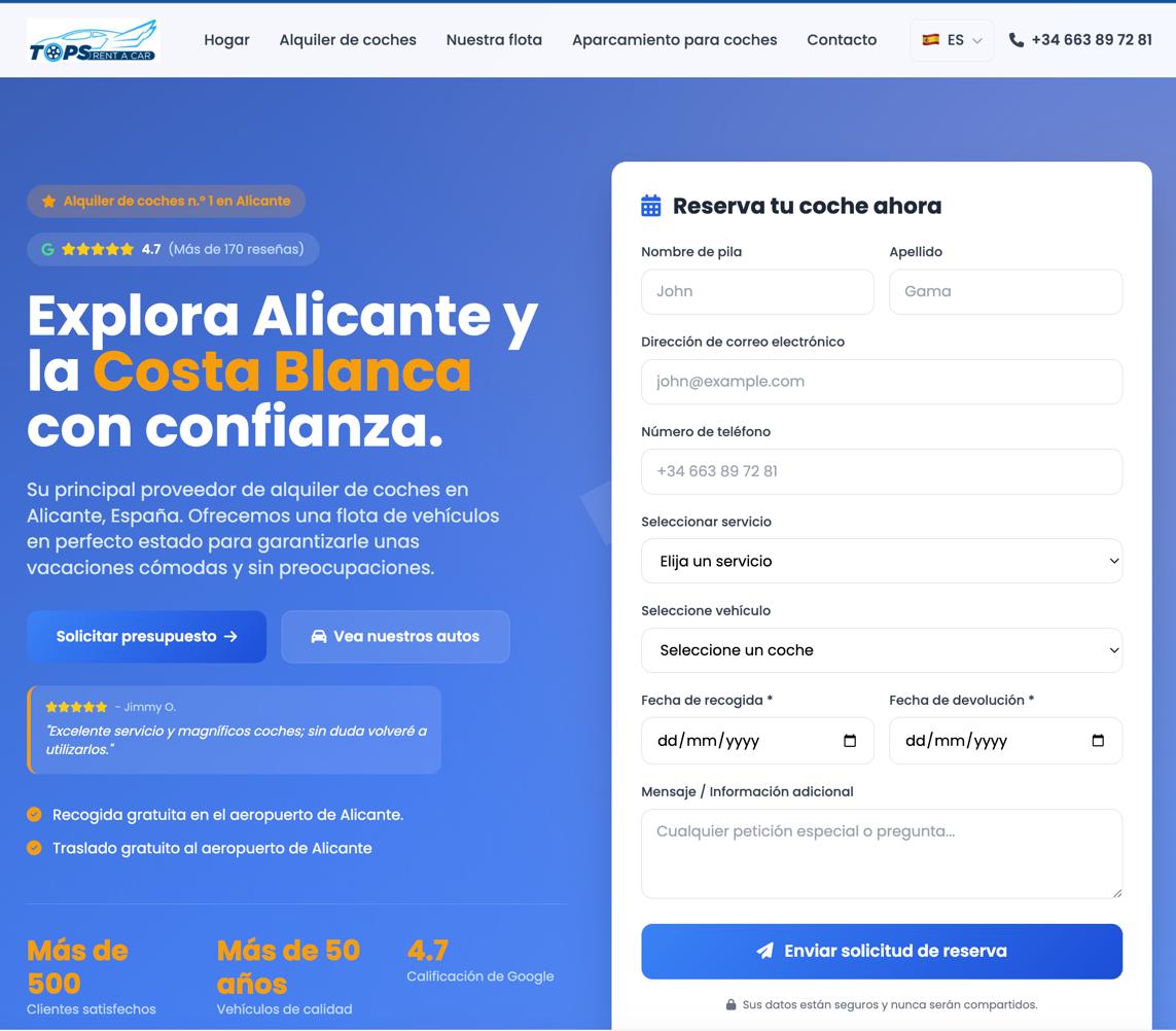 Tops Rent A Car Website